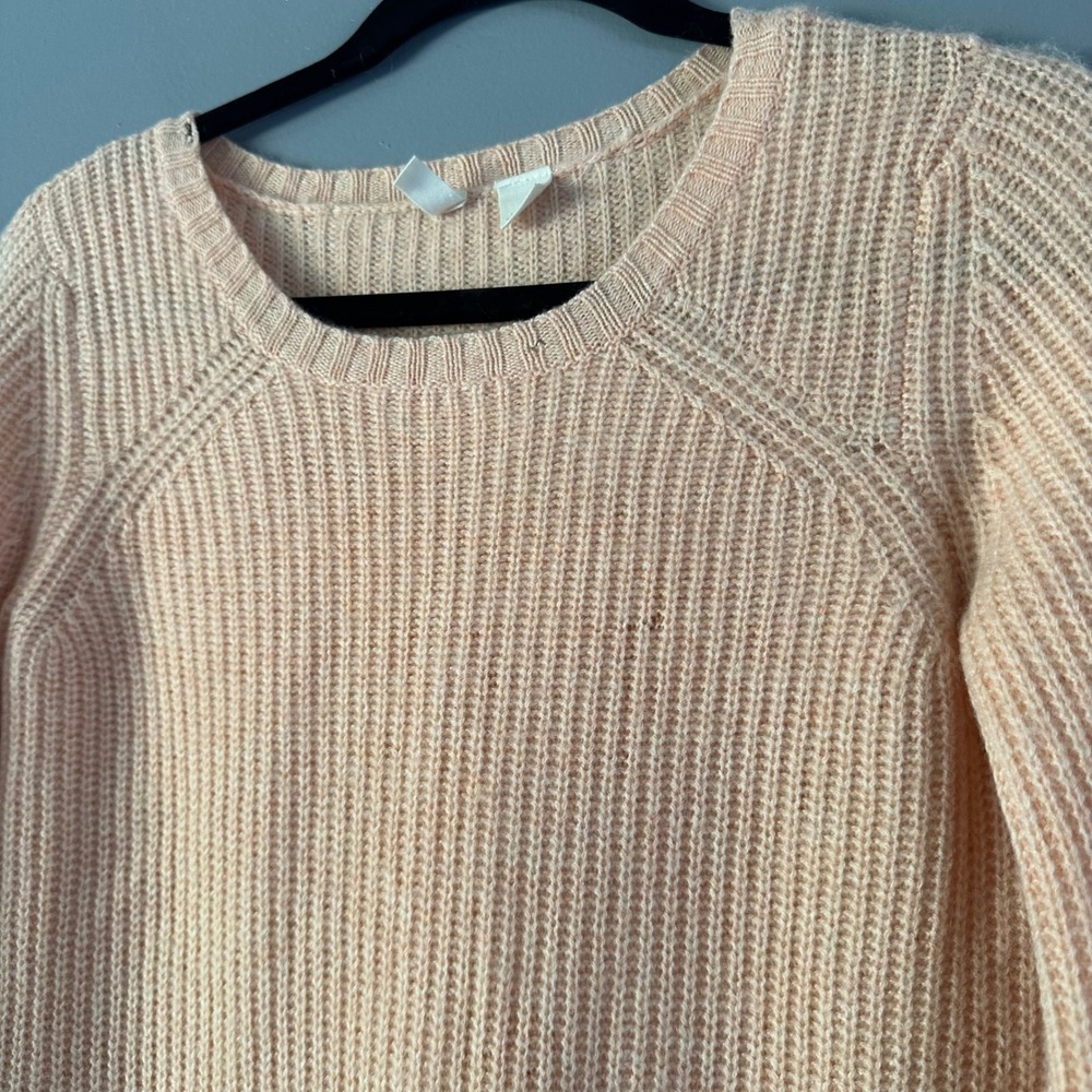 Anthropologie Moth‎ 100% Cashmere Peach Orange Bell Sleeve Knit Sweater XS - Picture 2 of 10